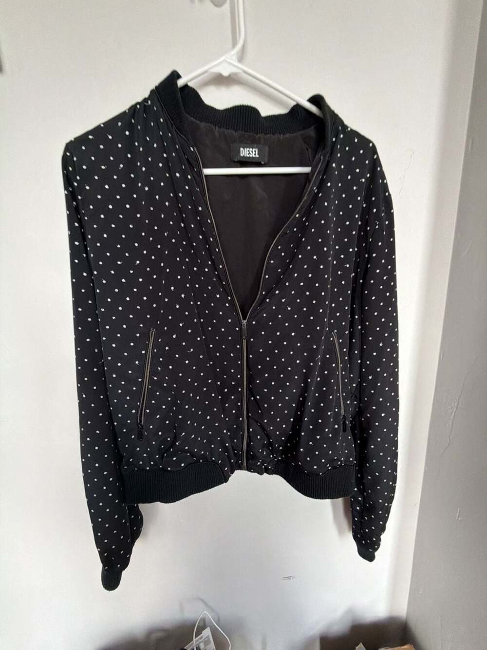 Diesel G-Wendy-B Black Polka Dot Bomber Jacket
